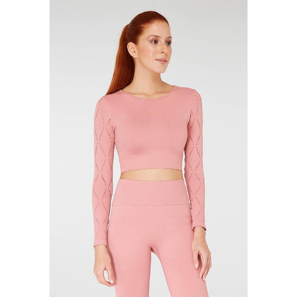 Укороченный топ с длинными рукавами Naples из эконила бордового цвета