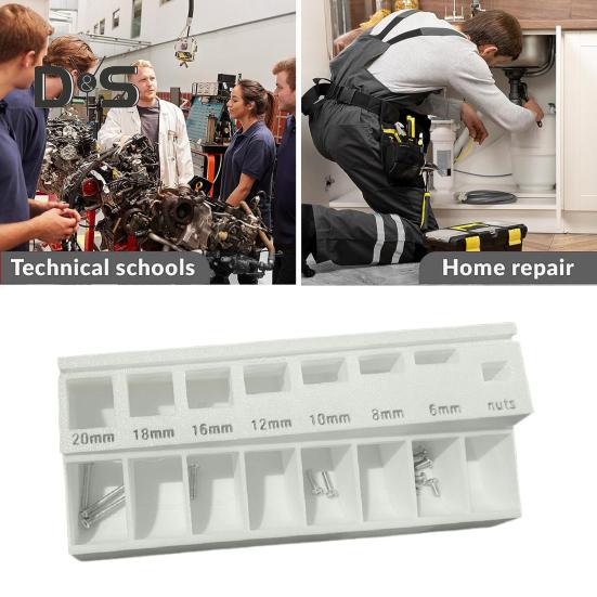 Лоток для сортировки болтов M3 с 7 измерительными прорезями. Коробка для сортировки длины прецизионных винтов M3. Органайзер для мелких деталей и крепежных деталей.