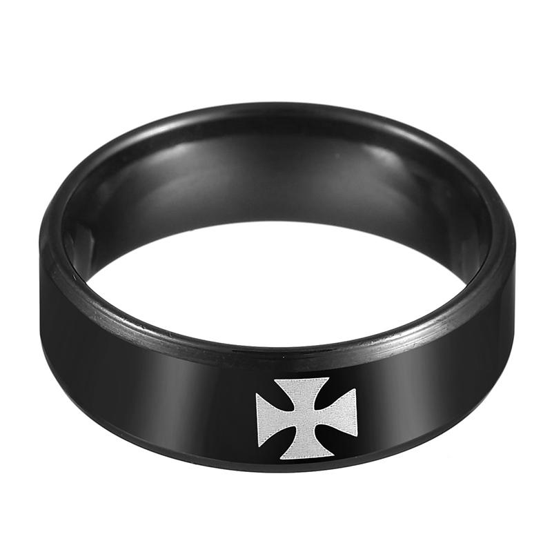 Le.Baiser Knight Templar Cross Rings Black Punk Crusaders Band Rings for Men Gothic Jewelry