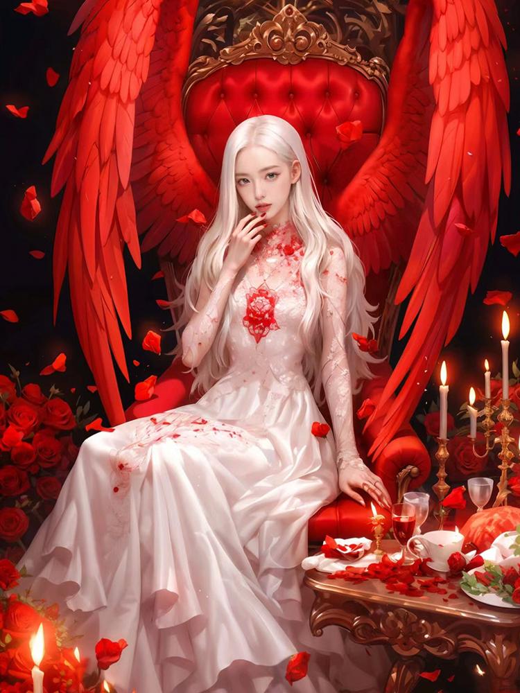Новая алмазная роспись Красная серия Крылатый ангел Девушка 5DDIY Картина Мозаика Вышивка Хэллоуин Украшение стены Подарок
