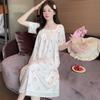Summer Women's Nightgowns Pajamas Bubble Cotton Short Sleeve Sleep Dress Soft Comfotable Loungewear