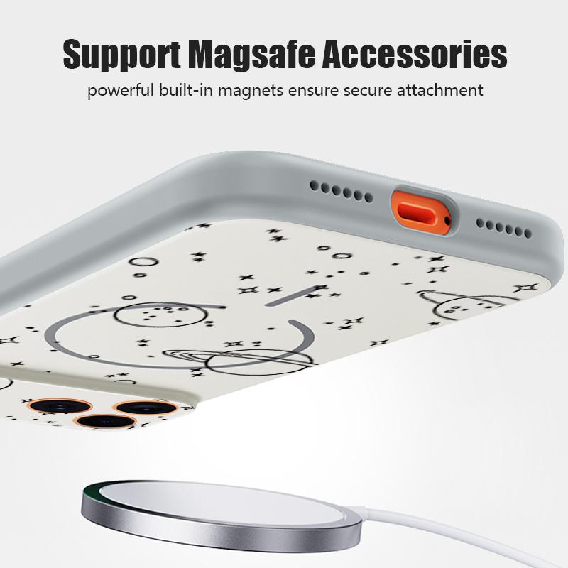 Чехол Для iPhone 17 Pro Max Узор Линии Звезды Планеты Магнитный Для Magsafe Гибридный Тонкий Матовый Чехол Для iPhone 16 15 14 13 Pro Max