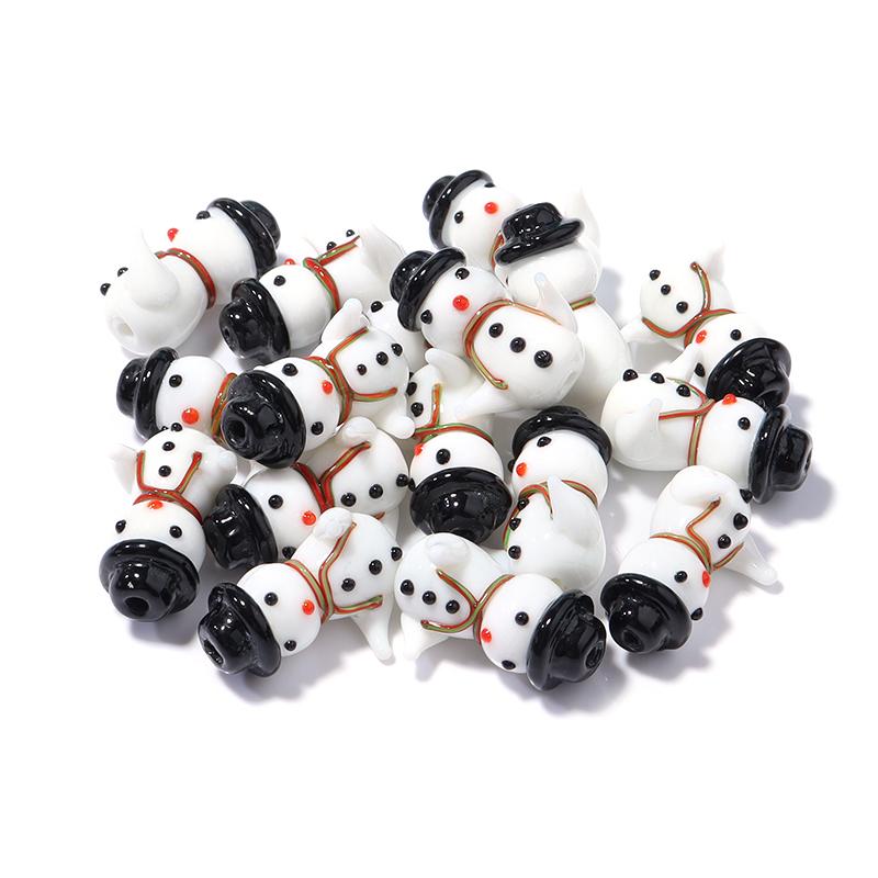 2Pcs Christmas Collection Lampwork Loose Beads Christmas Tree Santa Claus Snowman shaped Beads For DIY Bracelet Jewelry Gifts