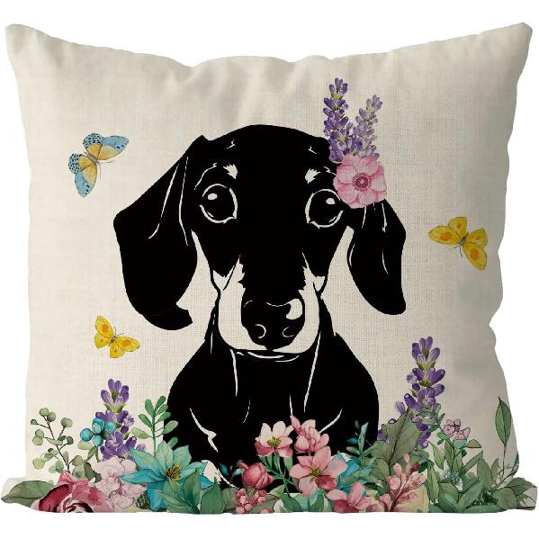 GAGEC Spring Pillow Covers 18x18 Inch English Bulldog Throw Pillowcase Hello Spring Home Sofa Holiday Cushion Case Farmhouse Dog Spring Decorations