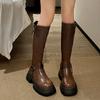 Internet Celebrity Fashion Boots Women But Knee 2024 Solid Color Autumn Thick Heel Knight Boots Western Tall Non-slip Boots Tide