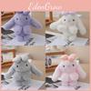 Stuffed Bunny Animal With Bow Keychain Pp Cotton Filling Chain Key