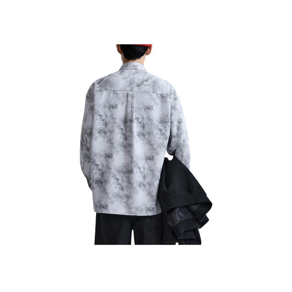 Zara Повседневная рубашка с длинным рукавом из абстрактного жаккарда, мужские рубашки, серая 9621551-802