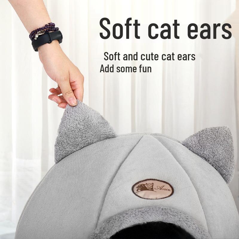 Большое зимнее теплое кошачье гнездо: Полностью закрытый, Защита от холода, В наличии, Бесплатная доставка