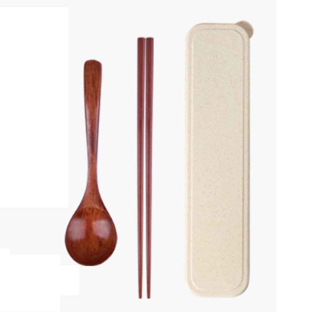 Экологичный С Коробкой Деревянный Портативный Многоразовый Дорожный Набор Ложка Посуда Палочки для еды Столовые приборы