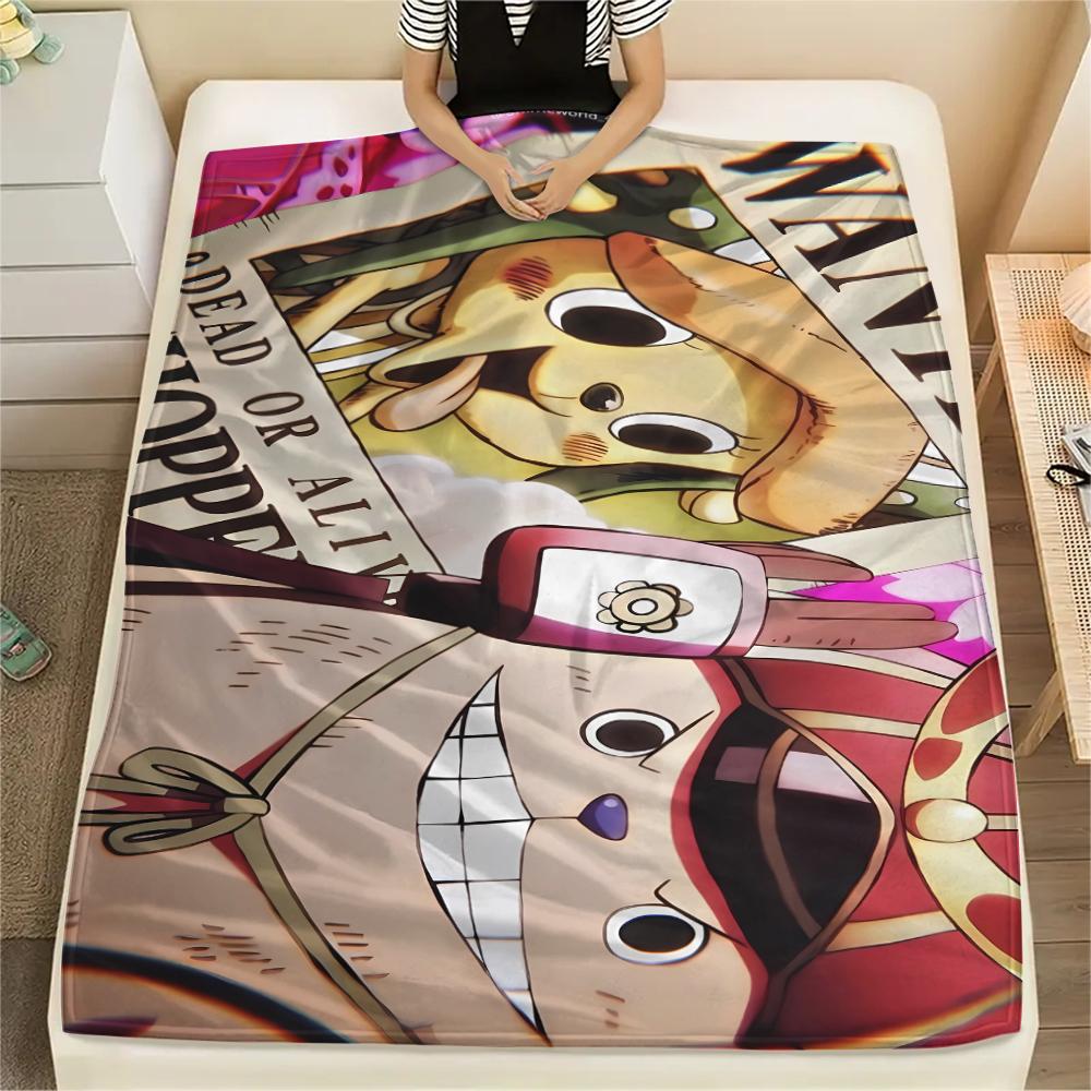 Фланелевое одеяло с принтом персонажей One Piece, Высококачественное, Удобное для всех сезонов, Декор для дома, Тепло и уют, Идеально для рождественских подарков