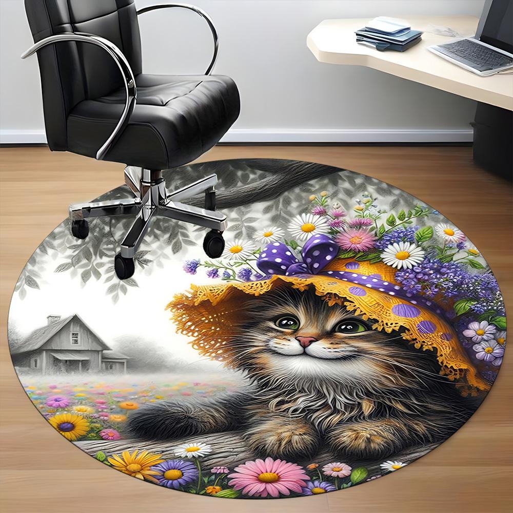 1 шт. Цветочный коврик CatChair для офиса, помещения, нескользящий, моющийся, из полиэфирного волокна, коврик для офиса, машинная стирка