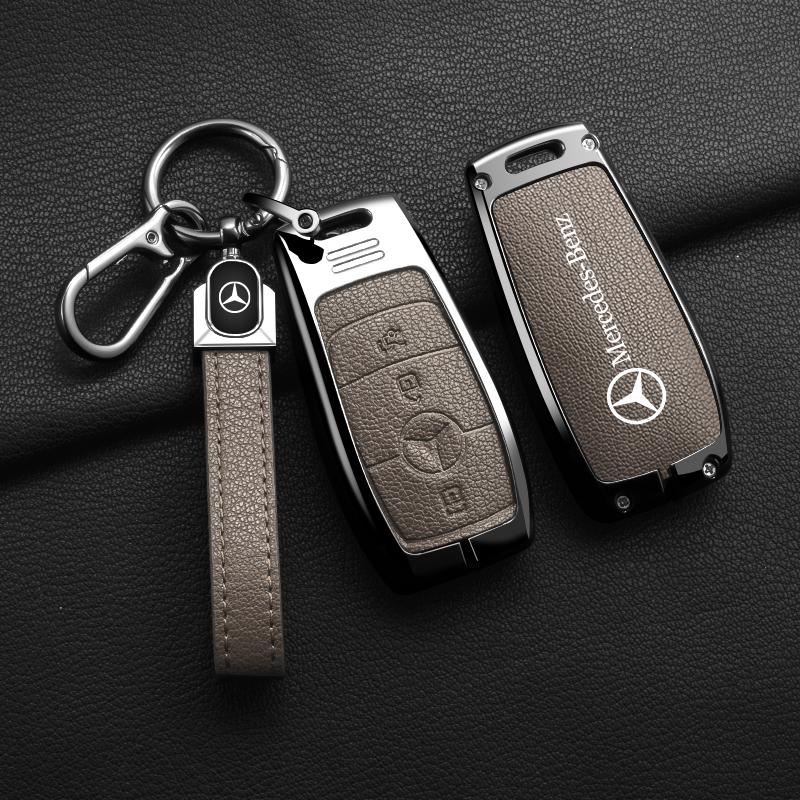 CRX1 Metal Leather Car Key Case Cover Protection Shell For Mercedes Benz C E S GLC W205 W213 X253 W222 W166 W176 W246 Keyring Pendant
