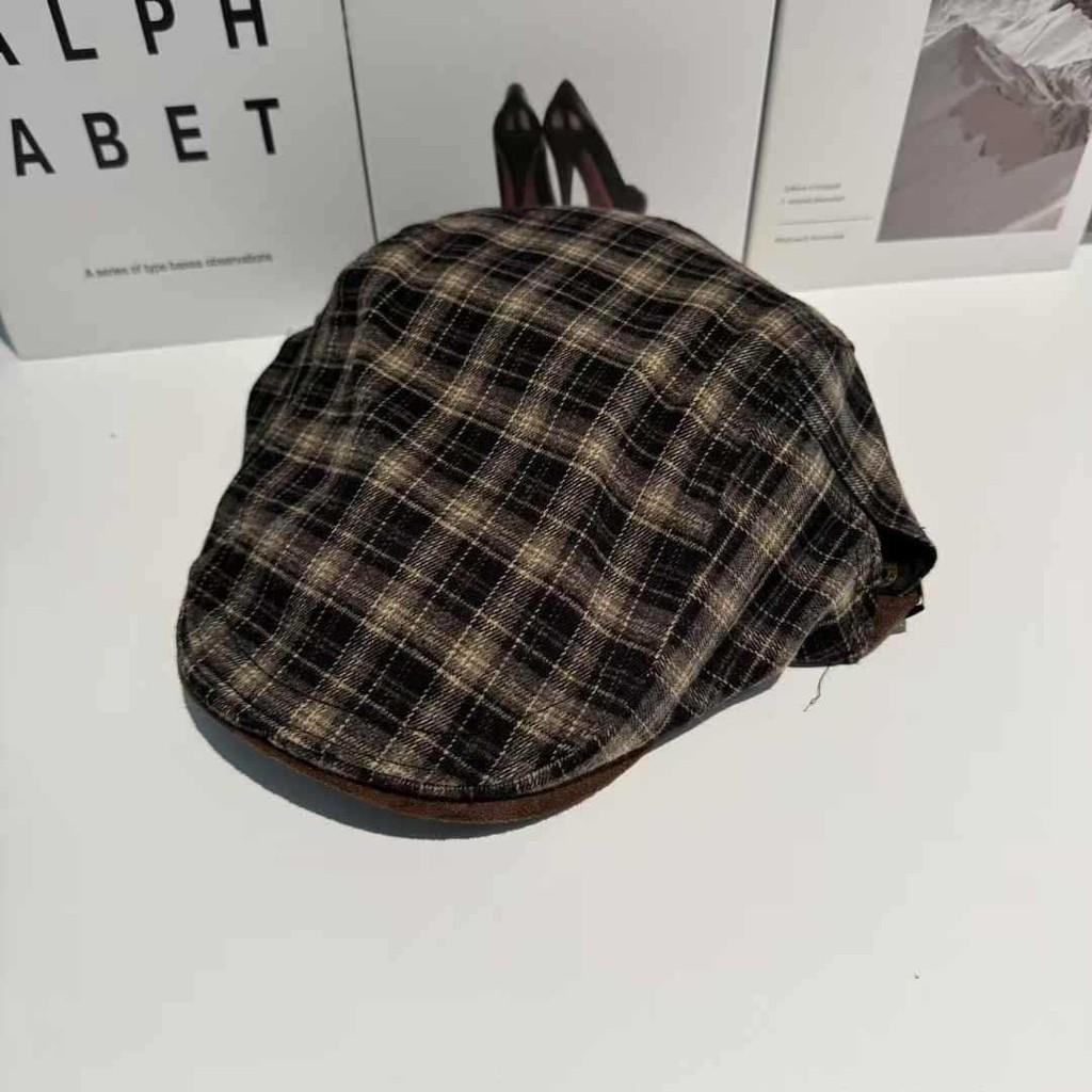 Vintage Plaid Flat Cap Breathable Polyester Beret For Casual And Office Wear