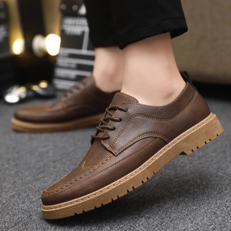Мужская кожаная повседневная обувь Классические деловые туфли Новые удобные туфли на плоской подошве со шнуровкой Оксфордские туфли для мужчин Дизайнерские лоферы Zapatos