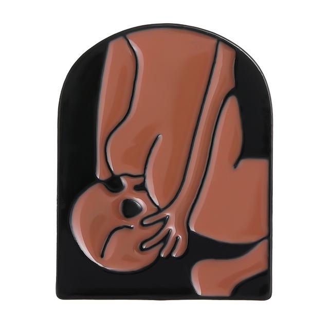 Забавная абстрактная брошь-значок в панк-стиле - Мультяшный линейный арт, значок на лацкан для одежды, сумок и шляп