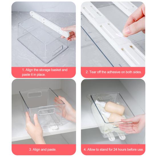 2 шт. монтажная направляющая для хранения без перфорации, простая установка, контейнер для хранения, направляющая, фурнитура, кухонные принадлежности