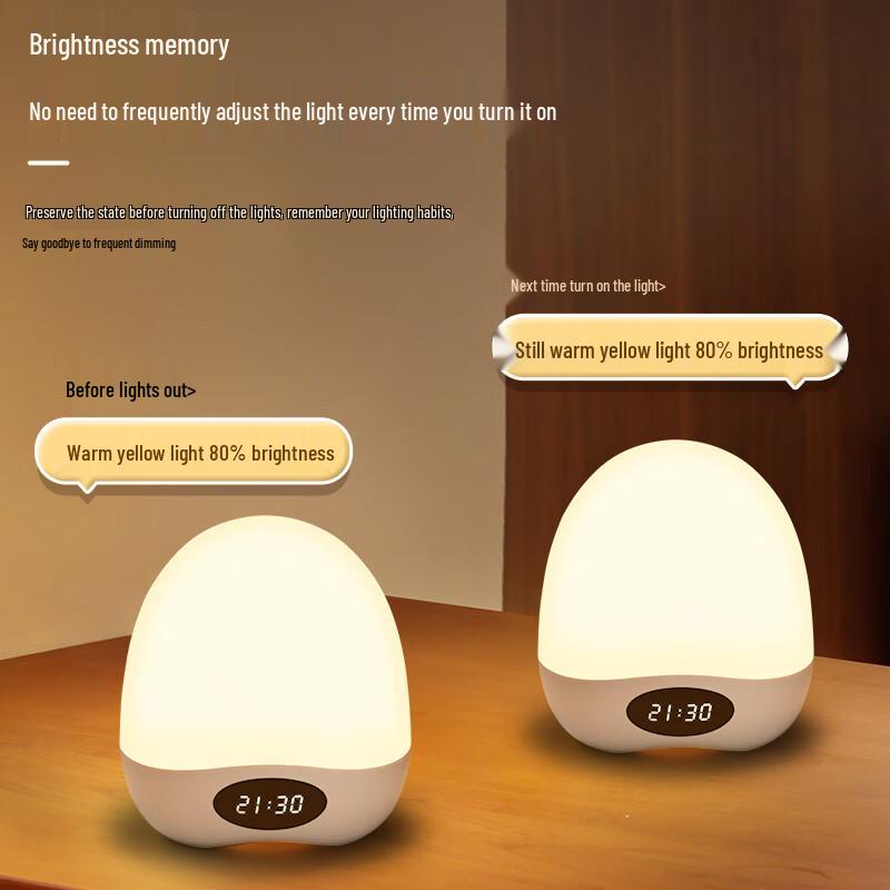 NVC Rechargeable Eye-Protection Baby Feeding Night Light with Clock