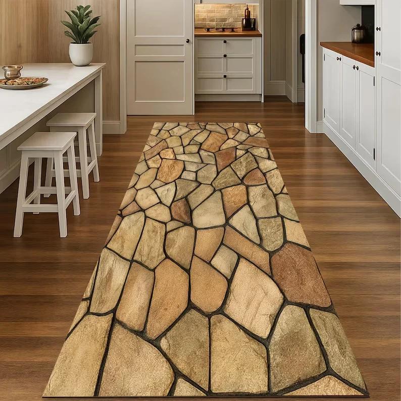 Marble Greek Key Black Gold Luxury Runner Rug, Non-Slip Washable Floor Mat Hallway Entryway Indoor Home Decor