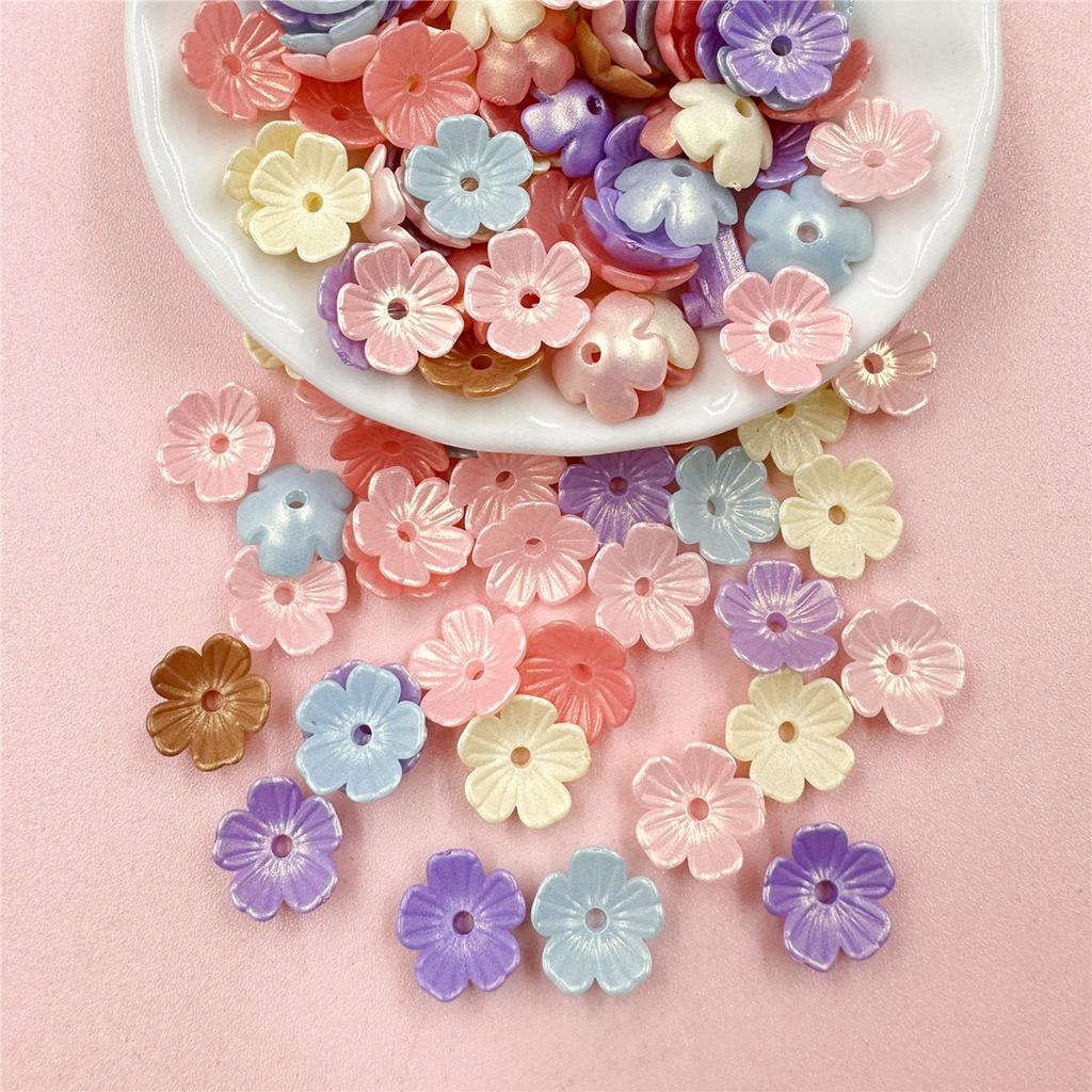Home Party Supplies 80Pcs Handmade Materials Five-petal Flower Colored 10.5mm Acrylic Fashion Beads Earrings Materials DIY Jewelry Making Hairclip
