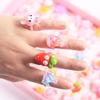 Children Fashion Candy Color Resin Rings Cute Cartoon Adjustable Finger Ring Jewelry Toy
