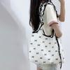 Polka Dot Ruffle Lace Canvas Bag Large Capacity Plaid Shoulder Bag Bow Shoulder Bag Shopping