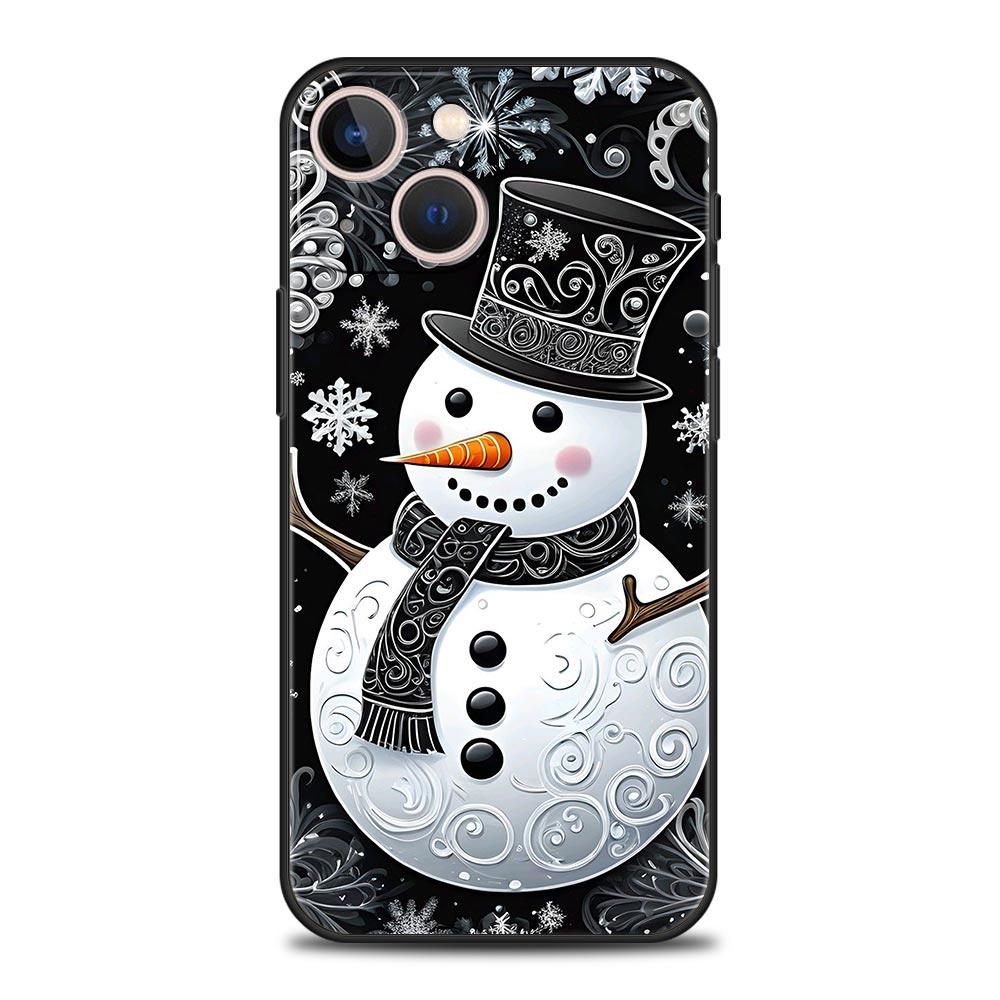 Рождественский чехол-накладка со снеговиком для iPhone 17 16 15 14 13 12 Pro Max 11 Pro Max 17 AIR Plus Ударопрочный мягкий ТПУ корпус Fundas