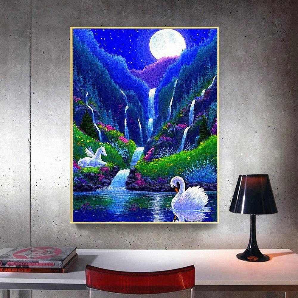 Алмазная картина Полный круглый пейзаж прибытия Алмазная вышивка Продажа Живописные картины