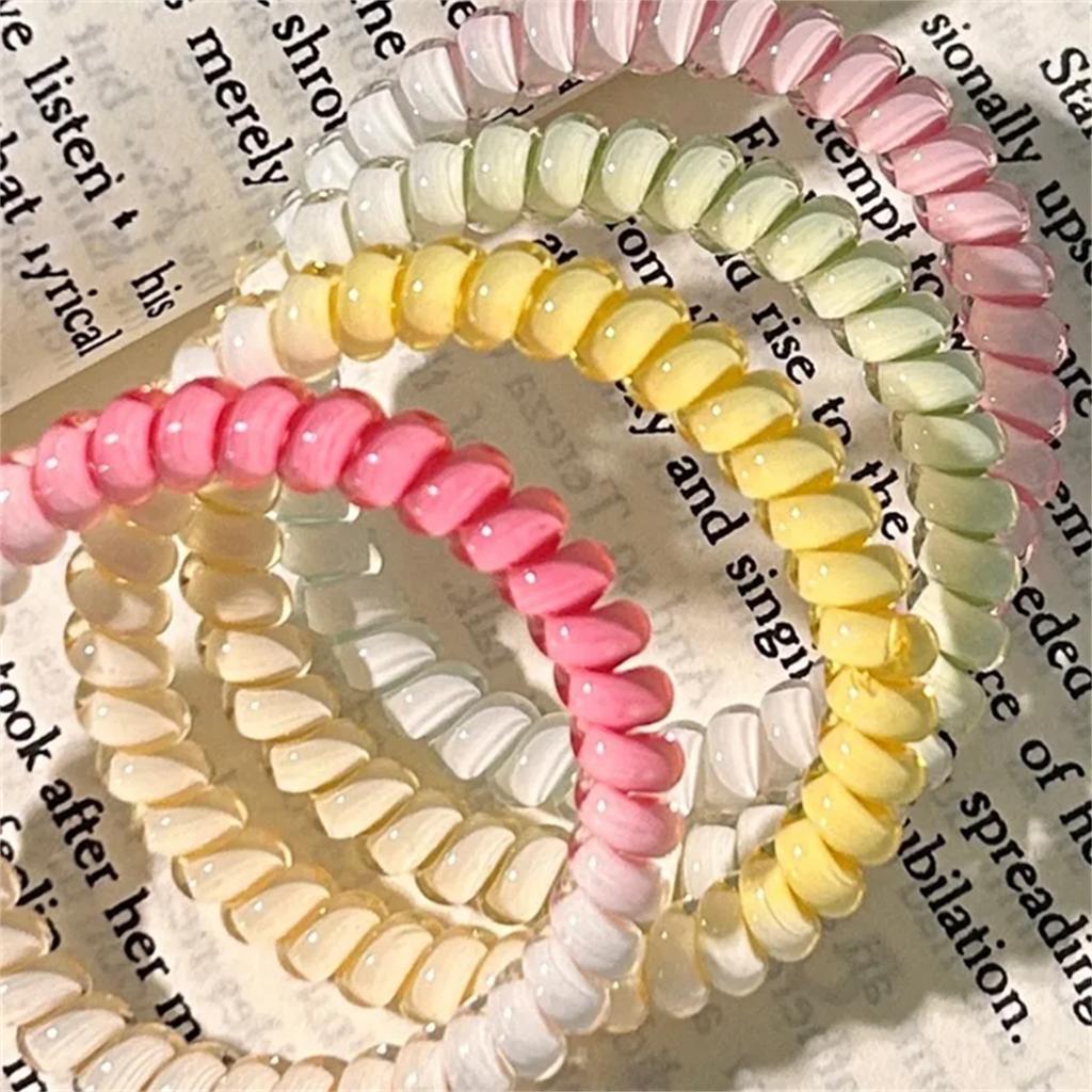 Набор из 2 штук Резинки-скранчи для телефонного шнура, Спиральные резинки для волос, Градиентный цвет, Резинка, Эластичная повязка для волос, Аксессуары для волос