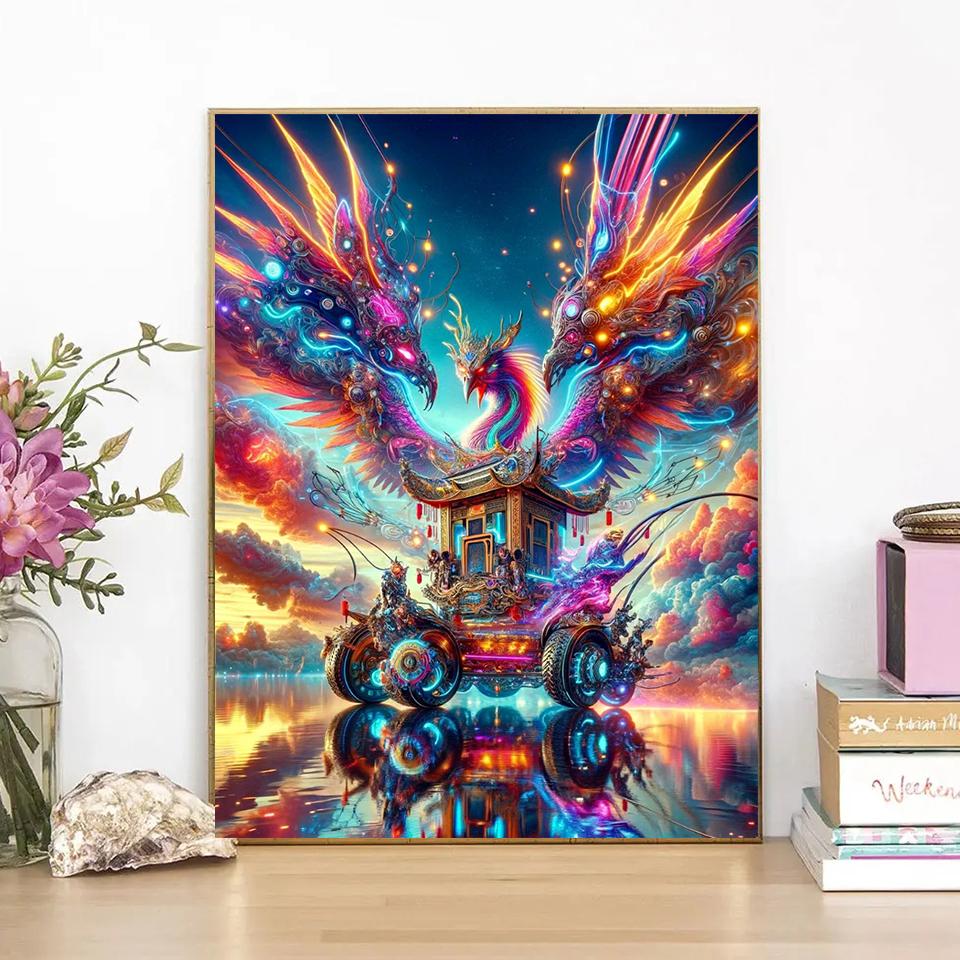 Phoenix 5DDIY Алмазная картина Пейзаж с животными Картина Полный квадрат/круглый ювелирный крест Вышитая мозаика Украшение для дома