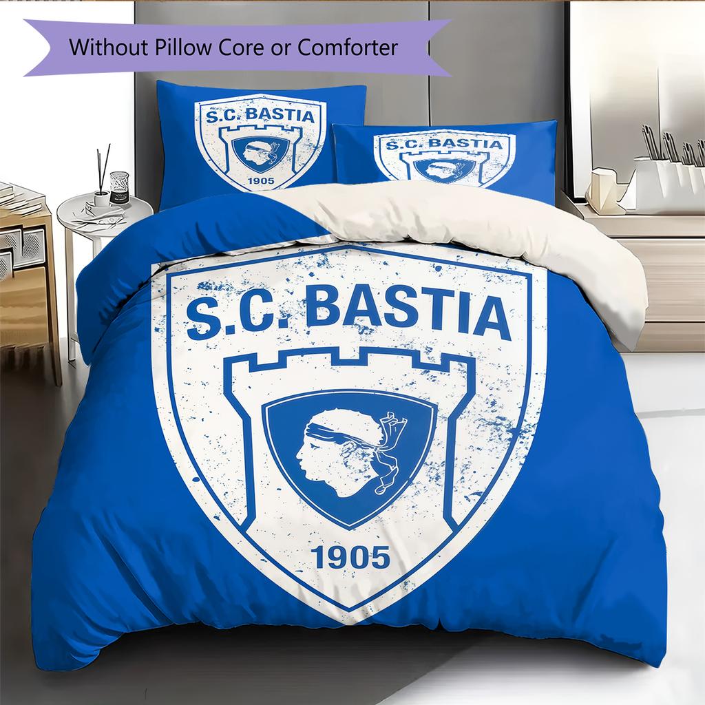 SC Bastia Pattern Bedding Home Decoration Birthday Gift (1 * duvet cover + 2 * pillowcase, without core)