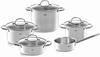 Fissler Pot Set San Francisco Set C Glass Lid That Allows You To See the Contents and Convenient Scale with Waterless Silver (Two-handed