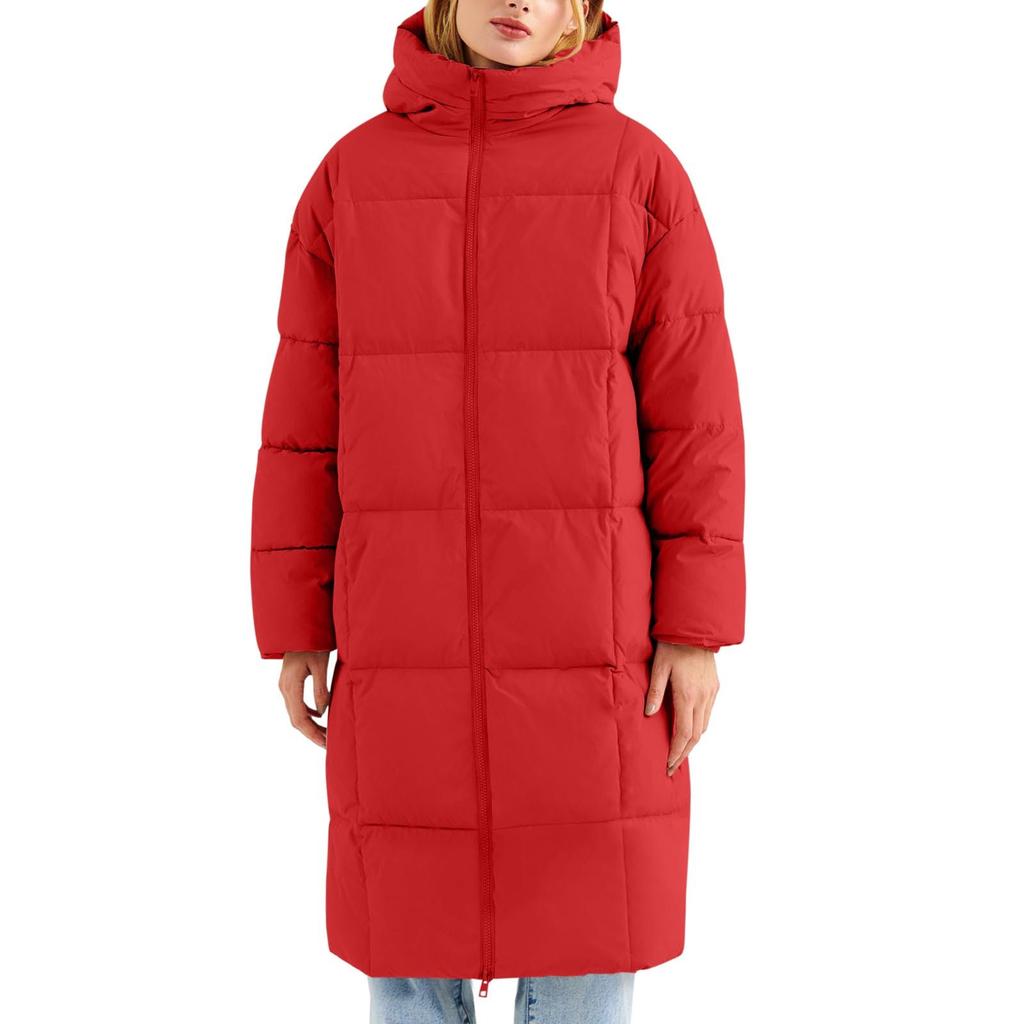 Autumn Winter New Mid-Length Thickened Upgraded Plus Size Fashion Casual Hooded Solid Color Cotton Jacket for Women