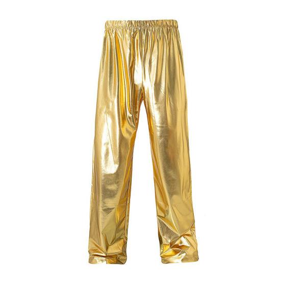 Мужские брюки Мягкие Дышащие Удобные Однотонные Эластичная талия Свободный крой Блестящие Модные брюки Длинные брюки