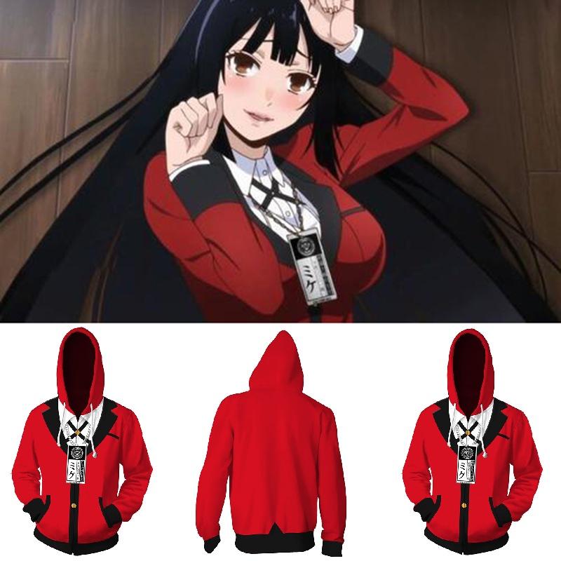 Яркое красно-черное худи Kakegurui Jabami Yumeko с изысканным исполнением