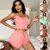 Women's Sexy Ribbed Knit Camisole and Shorts Pajama Set with Criss-cross Straps - European & American Homewear