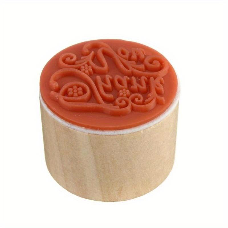 Популярный почерк, пожелания, настроения, деревянная резиновая круглая марка с цветочным рисунком, выберите слово