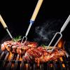 4pcs Telescoping Marshmallows Roasting Stick Extendable Stainless Steel Forks Wooden Handle BBQ Fork Camping Accessories