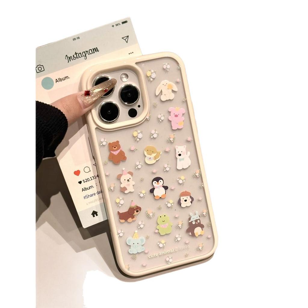 Screen Full of Cute Animals for Apple 16promax Mobile Phone Case for IPhone15pro Protective Case 14/13
