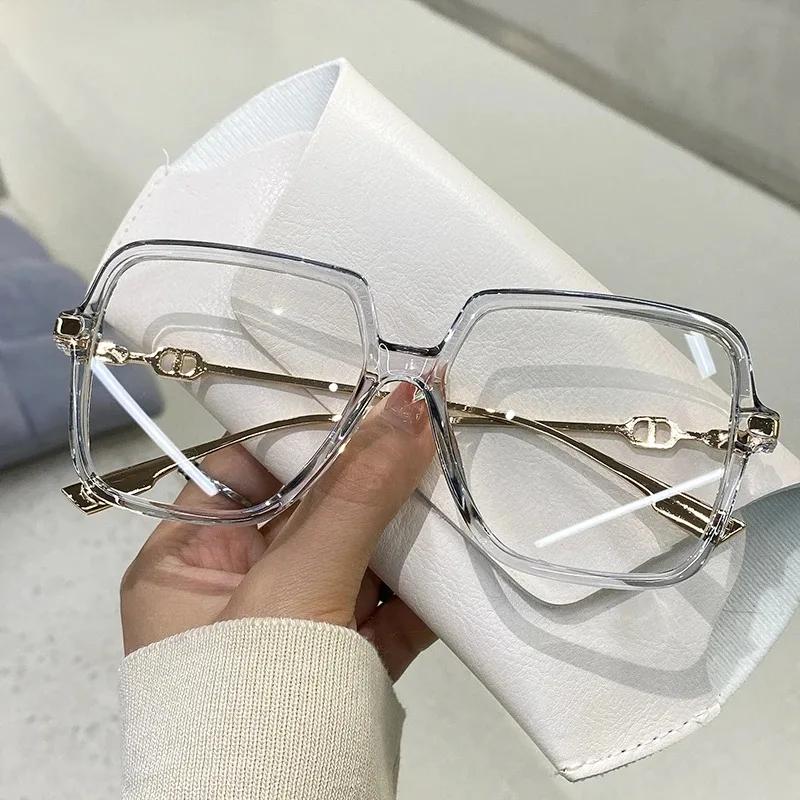 Модные квадратные очки оверсайз, ретро, женские, блокирующие свет, с металлической оправой, трендовые оптические компьютерные очки
