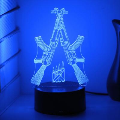 Креативный двухпистолетный сенсорный цветной 3D ночник, украшение комнаты - подарок на день рождения - годовщина выпуска