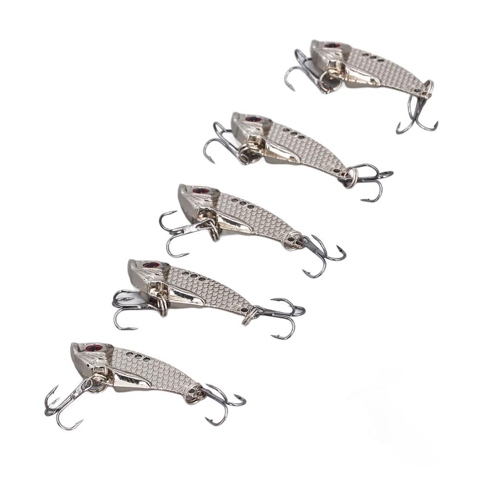 5PCS Metal Fishing Blade Lure VIB Spinner Spoon Lures Durable Fishing Lures For Walleye