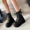 Женские ботинки 2024 года, осенние женские ботильоны на платформе, танкетке, на высоком каблуке, короткие ботинки, новый модный дизайн, молния, косплей, обувь для женщин