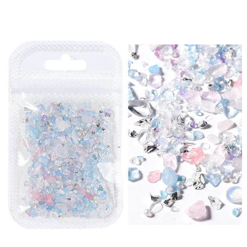 1 Pack Irregular Nail Crystal Gravel Glass Crushed Stones Jade For Nails Decoration Accessories Parts Manicure Rhinestone Charms