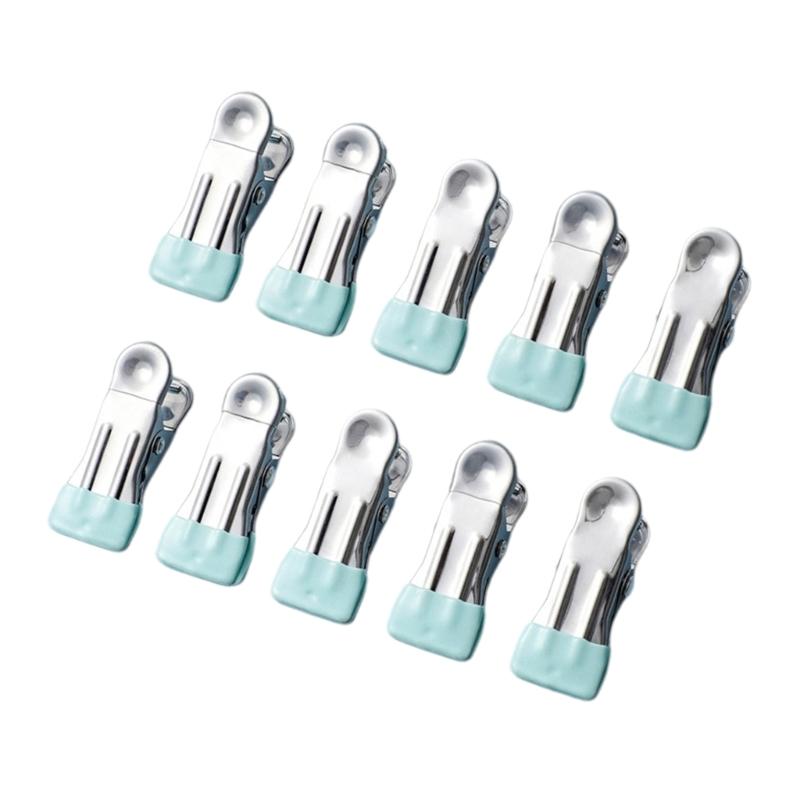 Pack Of 10 Beach Towel Clips Stainless Steel Clothes Fasteners Holders Sandproof Camping Clothespins for Outdoor Use