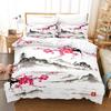 Chinese Style Ink Painting Digital Printed Bedding Set Cozy Soft Duvet Cover King Queen Twin Size Birthday Gift Bedroom Decor