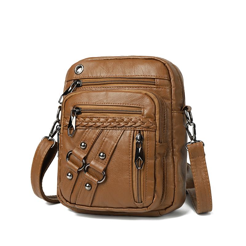 Женская мягкая кожаная сумка через плечо, сумка для мамы, большая вместимость, ретро-сумка для мобильного телефона