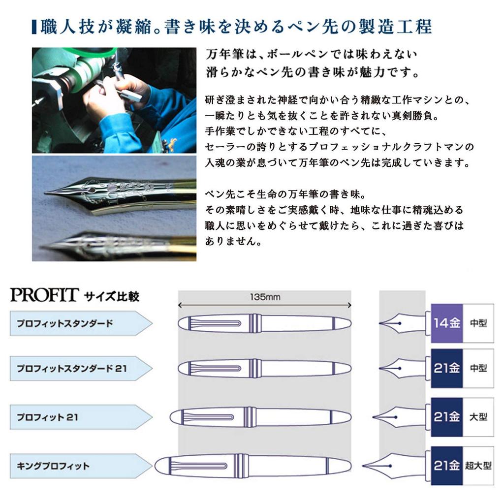 Sailor Fountain Pen Profit Standard 21 Black Medium Fine 11-1521-320