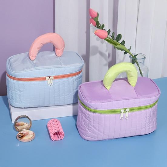 Дорожный кейс для макияжа женский контрастного цвета косметичка большой вместимости косметический
