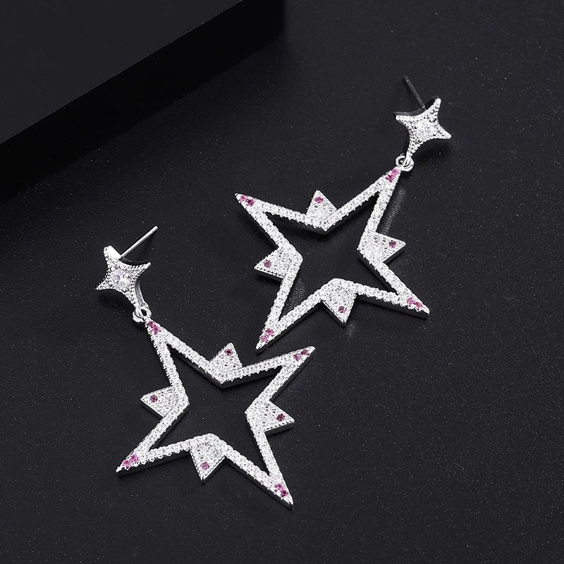 Ювелирные изделия Серьги-иглы из серебра 925 пробы, серьги с преувеличенной индивидуальностью, длинные серьги с цыганским цирконием