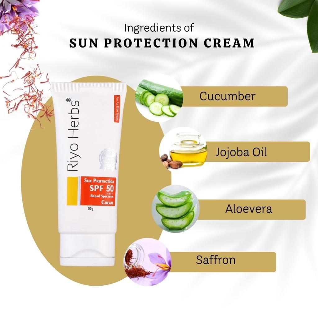 Riyo Herbs Солнцезащитный крем SPF 50 50 г | Солнцезащитный крем для мужчин и женщин | Все типы кожи